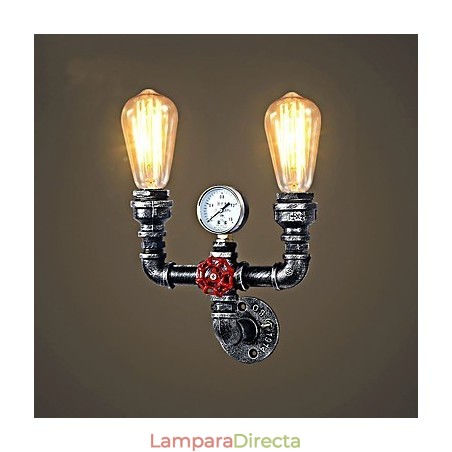 Lámparas de pared de metal industriales vintage de 2 cabezales para decoración de restaurantes, cafeterías y bares. Lámparas de pared de metal industriales vintage de 2 cabezales para decoración de restaurantes, cafeterías y bares.