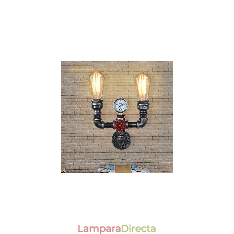 Lámparas de pared de metal industriales vintage de 2 cabezales para decoración de restaurantes, cafeterías y bares.