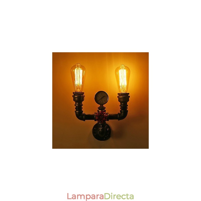 Lámparas de pared de metal industriales vintage de 2 cabezales para decoración de restaurantes, cafeterías y bares.