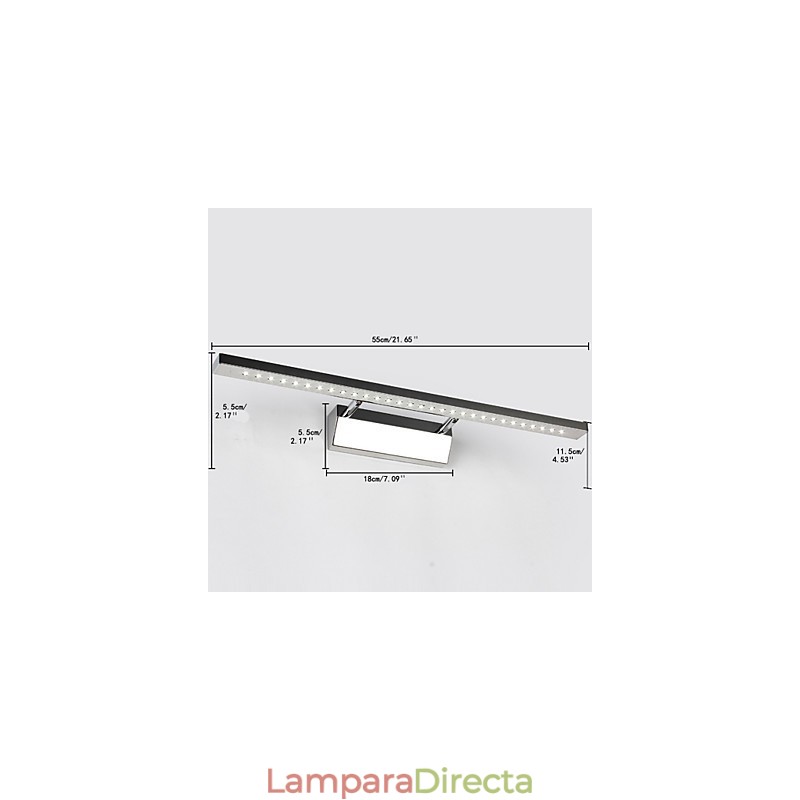Lámpara de pared moderna y contemporánea con acabado galvanizado para iluminación de baño con luz descendente