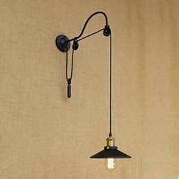 Lámpara de pared de comedor elevable con longitud de rosca ajustable de estilo retro creativo, lámpara de pared de hierro para dormitorio.