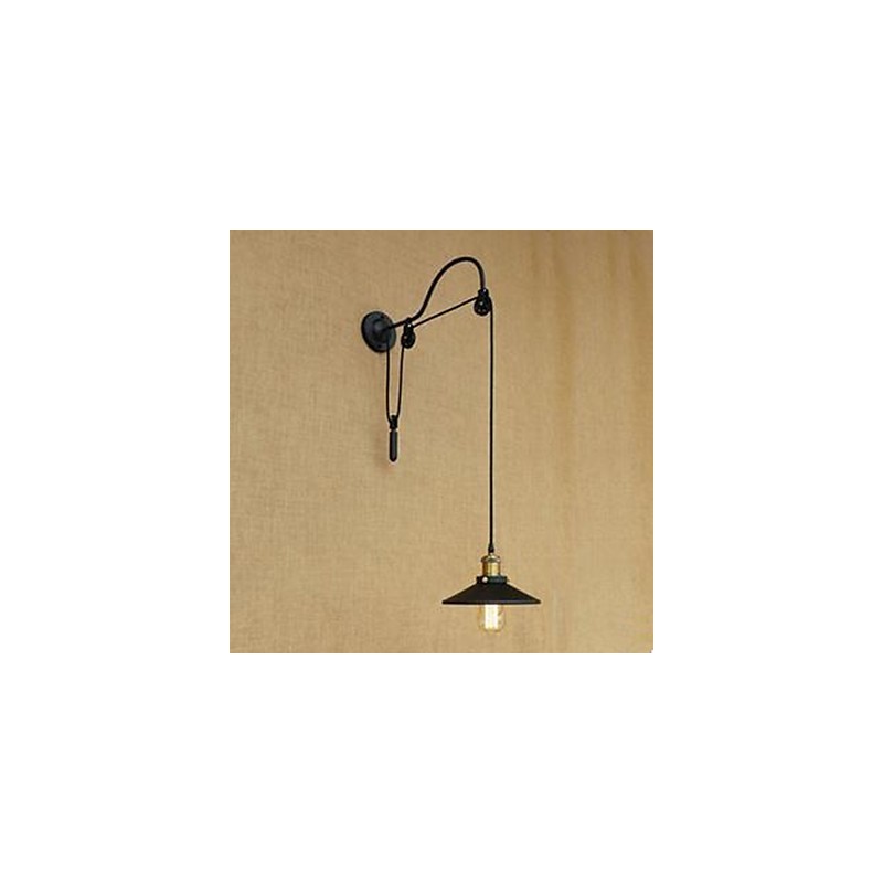 Lámpara de pared de comedor elevable con longitud de rosca ajustable de estilo retro creativo, lámpara de pared de hierro para dormitorio.