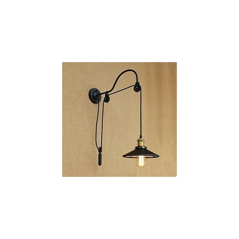 Lámpara de pared de comedor elevable con longitud de rosca ajustable de estilo retro creativo, lámpara de pared de hierro para dormitorio.