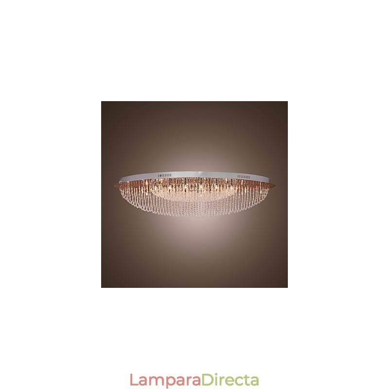 Lámpara de techo moderna contemporánea de metal cromado y cristal
