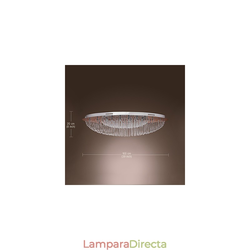 Lámpara de techo moderna contemporánea de metal cromado y cristal