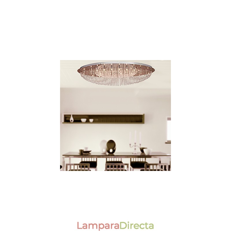 Lámpara de techo moderna contemporánea de metal cromado y cristal
