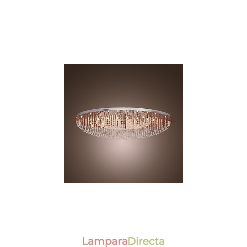 Lámpara de techo moderna contemporánea de metal cromado y cristal
