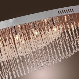 Lámpara de techo moderna contemporánea de metal cromado y cristal