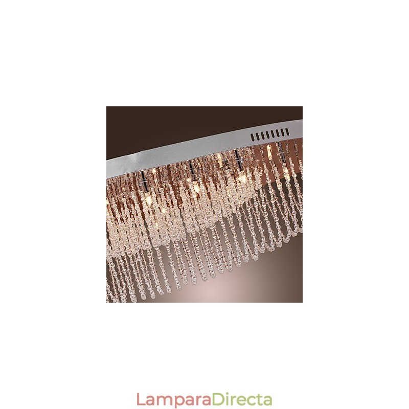 Lámpara de techo moderna contemporánea de metal cromado y cristal