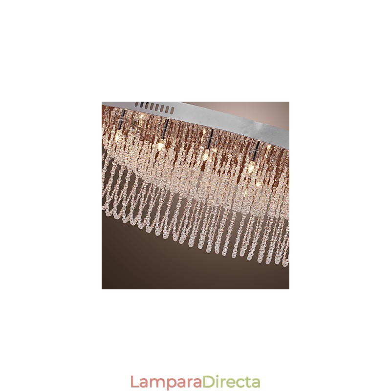 Lámpara de techo moderna contemporánea de metal cromado y cristal