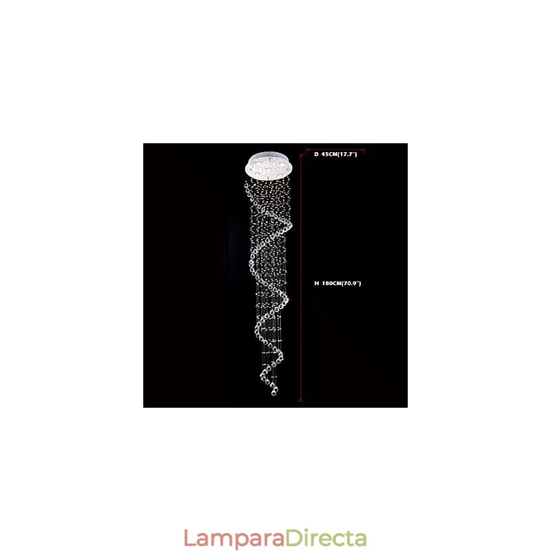 Lámpara colgante de cristal, 5 luces, plateada, transparente, K9, con forma de hélice, para techo.