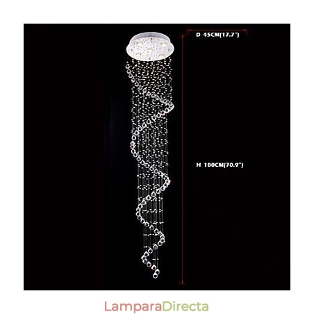 Lámpara colgante de cristal, 5 luces, plateada, transparente, K9, con forma de hélice, para techo. Lámpara colgante de cristal, 5 luces, plateada, transparente, K9, con forma de hélice, para techo.