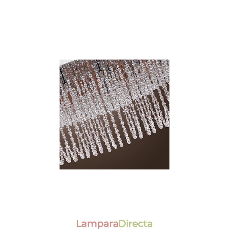 Lámpara de techo moderna contemporánea de metal cromado y cristal