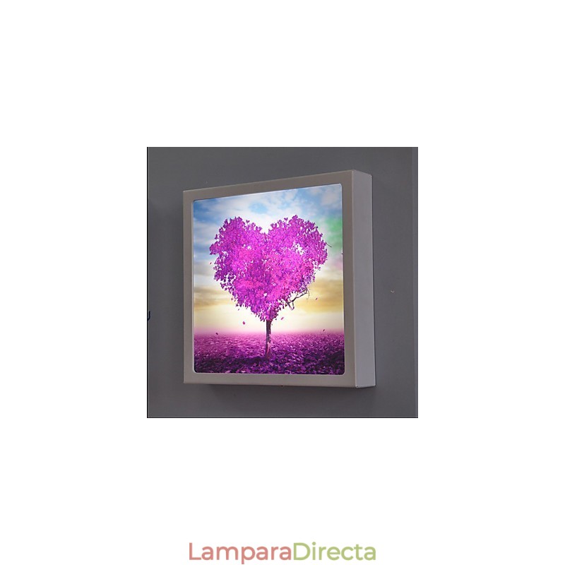Pintura contemporánea moderna integrada para apliques de pared con luz ambiental.