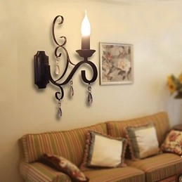 Lámpara de vela de cristal de hierro con personalidad creativa, para pasillo, escalera, decoración, lámpara de noche, lámpara de pared.