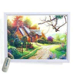 Pintura contemporánea moderna integrada para apliques de pared con luz ambiental.