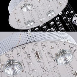 Lámpara colgante de cristal, 5 luces, plateada, transparente, K9, con forma de hélice, para techo.