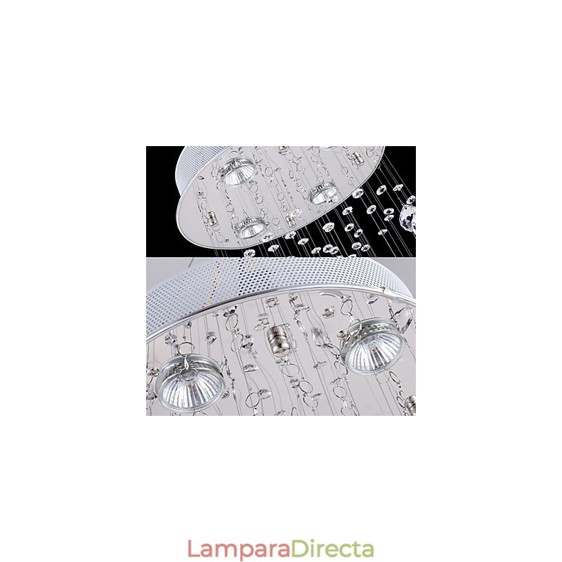 Lámpara colgante de cristal, 5 luces, plateada, transparente, K9, con forma de hélice, para techo.