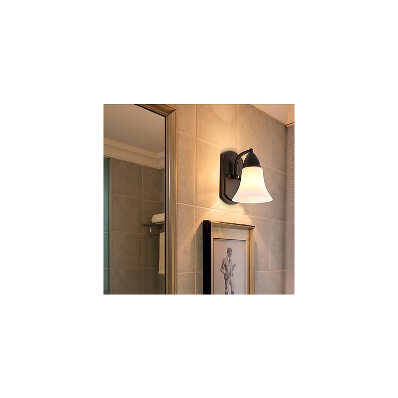Apliques de pared con luz ambiental de estilo rústico Lodge con acabado en óxido negro para protección ocular.