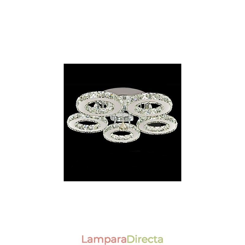 Lámpara de techo de cristal de 5 luces, moderna, transparente, galvanizada, de acero inoxidable.