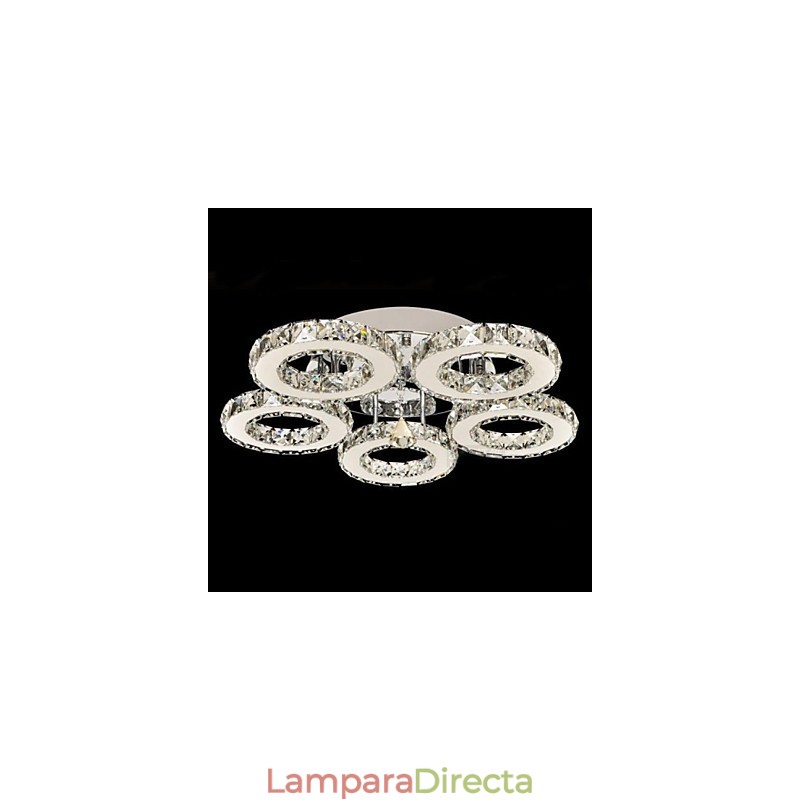 Lámpara de techo de cristal de 5 luces, moderna, transparente, galvanizada, de acero inoxidable.