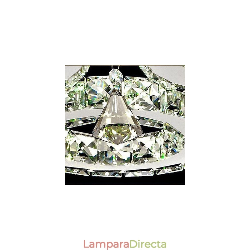Lámpara de techo de cristal de 5 luces, moderna, transparente, galvanizada, de acero inoxidable.