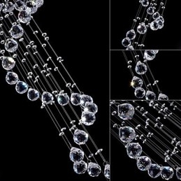 Lámpara colgante de cristal, 5 luces, plateada, transparente, K9, con forma de hélice, para techo.