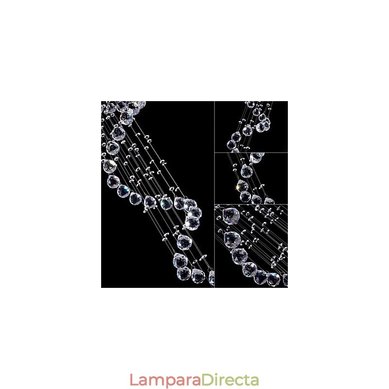 Lámpara colgante de cristal, 5 luces, plateada, transparente, K9, con forma de hélice, para techo.