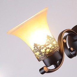 Lámpara de pared vintage de metal con doble cabezal, estilo campestre americano, con cristal, ideal para comedor, sala de estar, entrada, vestíbulo, lámpara de pared decorativa.