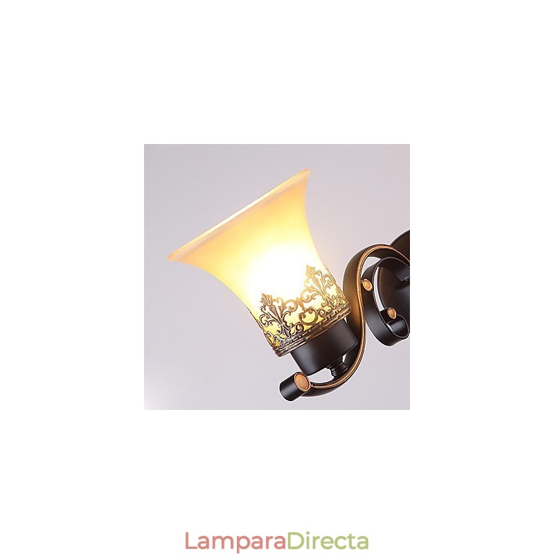 Lámpara de pared vintage de metal con doble cabezal, estilo campestre americano, con cristal, ideal para comedor, sala de estar, entrada, vestíbulo, lámpara de pared decorativa.