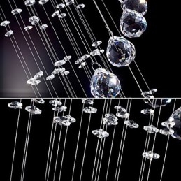 Lámpara colgante de cristal, 5 luces, plateada, transparente, K9, con forma de hélice, para techo.