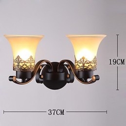 Lámpara de pared vintage de metal con doble cabezal, estilo campestre americano, con cristal, ideal para comedor, sala de estar, entrada, vestíbulo, lámpara de pared decorativa.