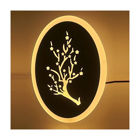 Lámpara de pared redonda de acrílico tallado en ciruela, lámpara de noche, luces de pasillo, blanco cálido, CA 220 V Lámpara de pared redonda de acrílico tallado en ciruela, lámpara de noche, luces de pasillo, blanco cálido, CA 220 V