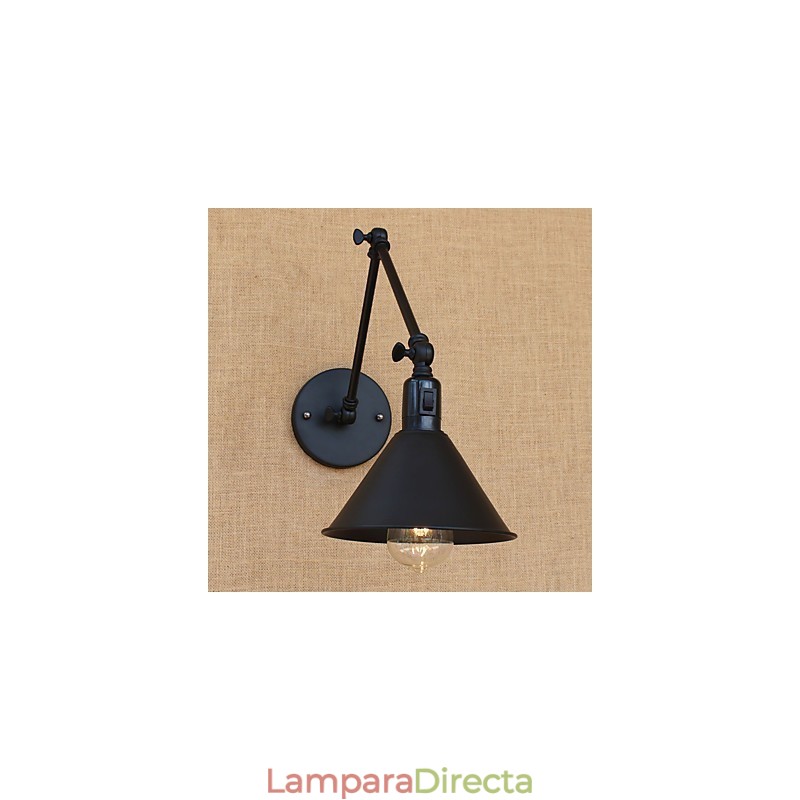 Lámpara de brazo oscilante estilo mini con protección ocular y luz descendente con pintura retro campestre