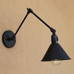 Lámpara de brazo oscilante estilo mini con protección ocular y luz descendente con pintura retro campestre