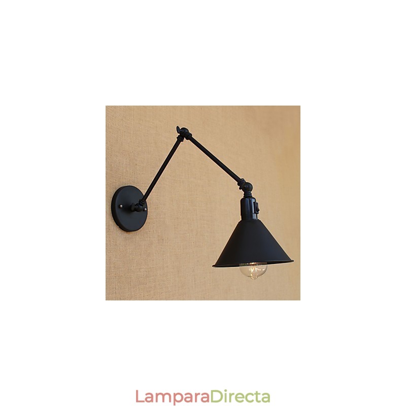 Lámpara de brazo oscilante estilo mini con protección ocular y luz descendente con pintura retro campestre