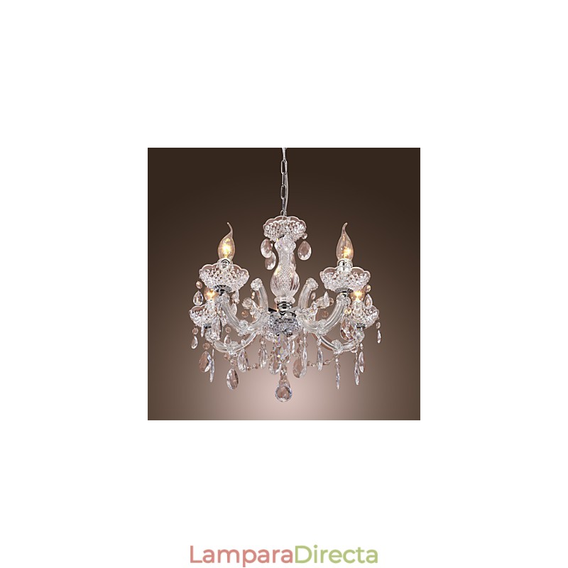 Lámpara de techo cromada Upligh, luz de vela, accesorio acrílico, lámpara colgante