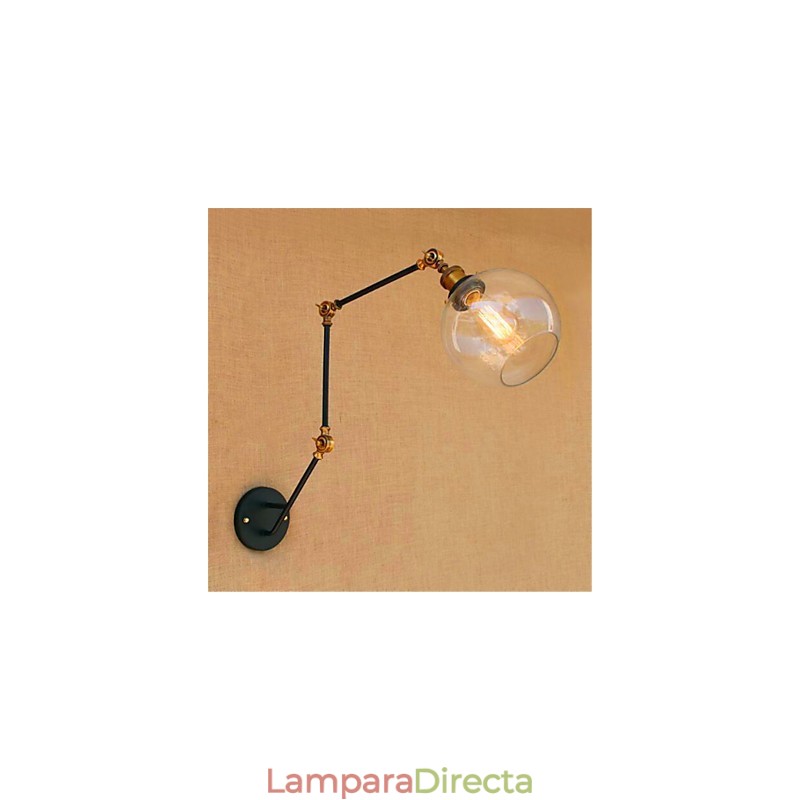 Lámpara de pared de brazo oscilante con luz ambiental de estilo rústico Lodge en cromo.
