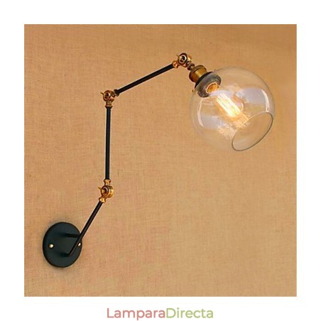 Lámpara de pared de brazo oscilante con luz ambiental de estilo rústico Lodge en cromo. Lámpara de pared de brazo oscilante con luz ambiental de estilo rústico Lodge en cromo.