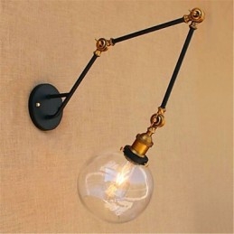 Lámpara de pared de brazo oscilante con luz ambiental de estilo rústico Lodge en cromo.