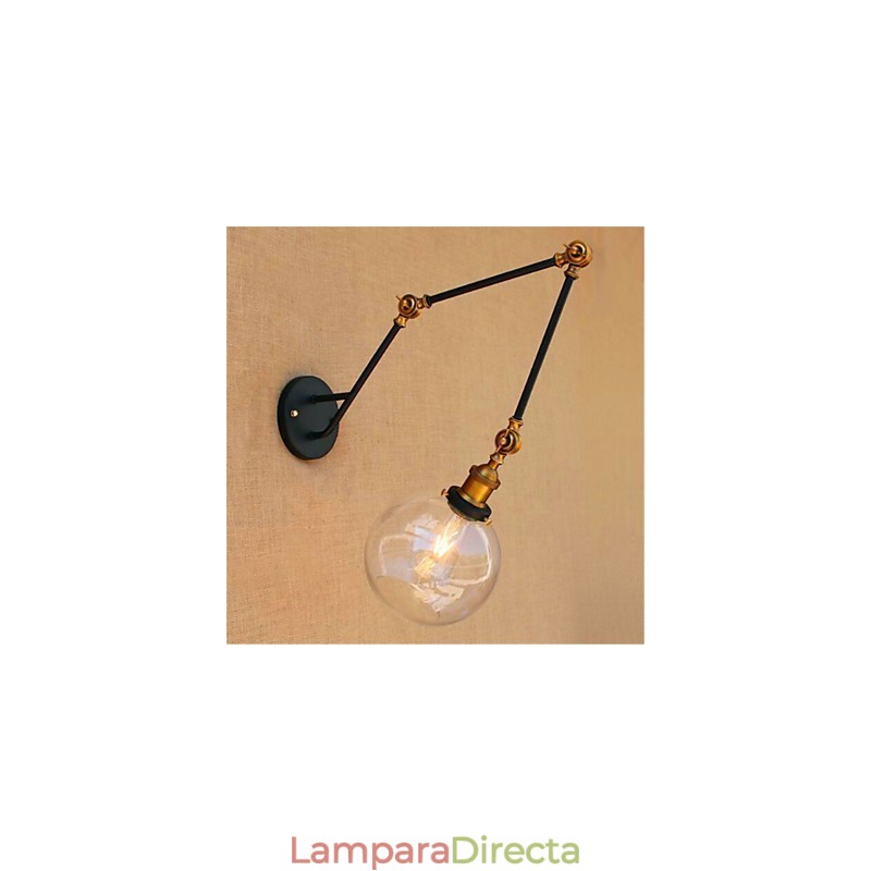 Lámpara de pared de brazo oscilante con luz ambiental de estilo rústico Lodge en cromo.
