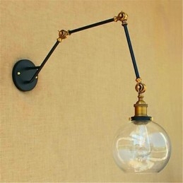 Lámpara de pared de brazo oscilante con luz ambiental de estilo rústico Lodge en cromo.