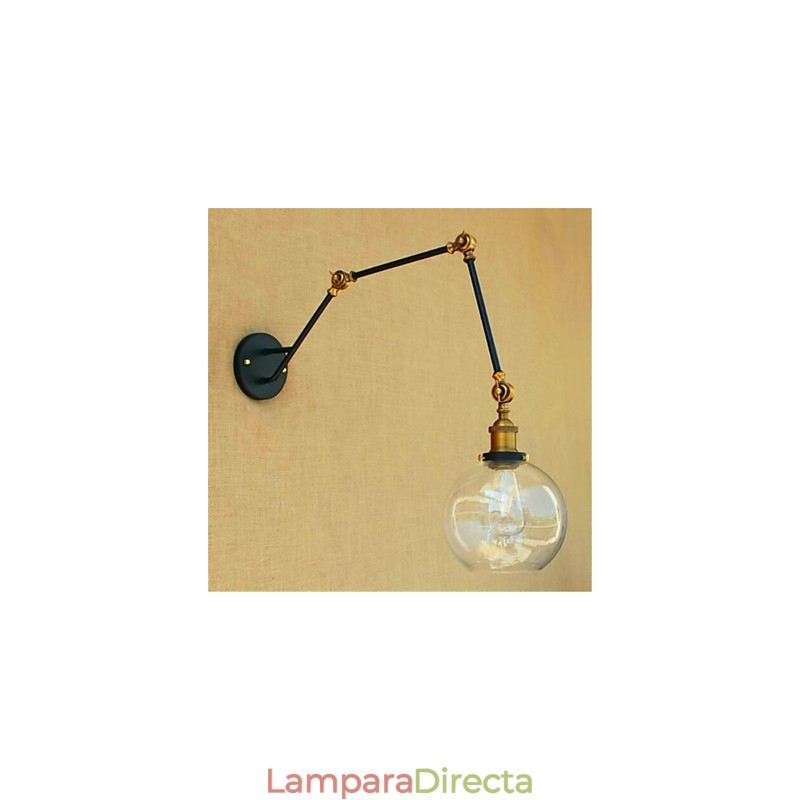 Lámpara de pared de brazo oscilante con luz ambiental de estilo rústico Lodge en cromo.