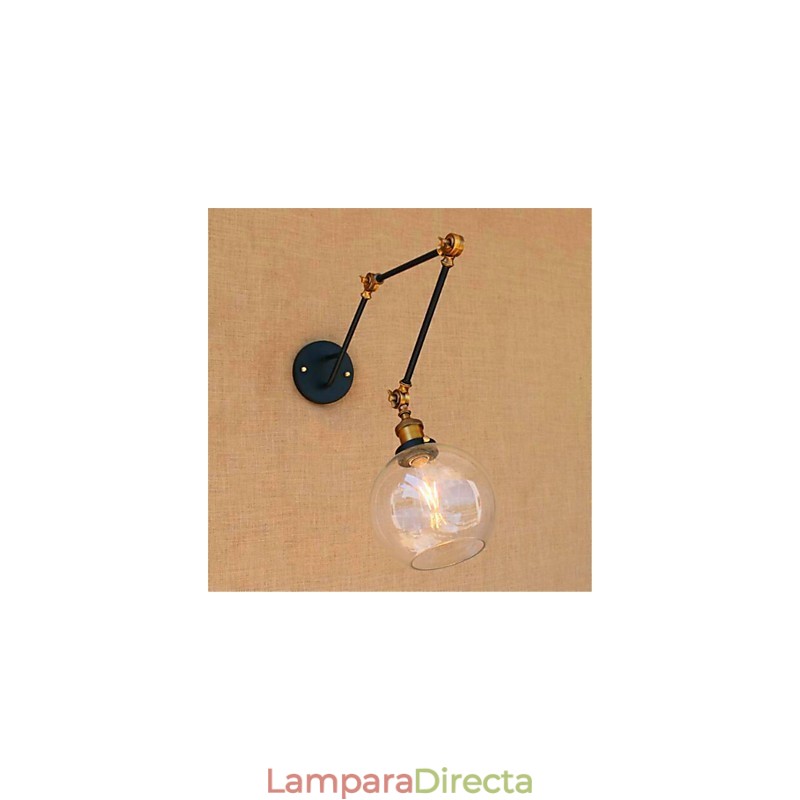 Lámpara de pared de brazo oscilante con luz ambiental de estilo rústico Lodge en cromo.