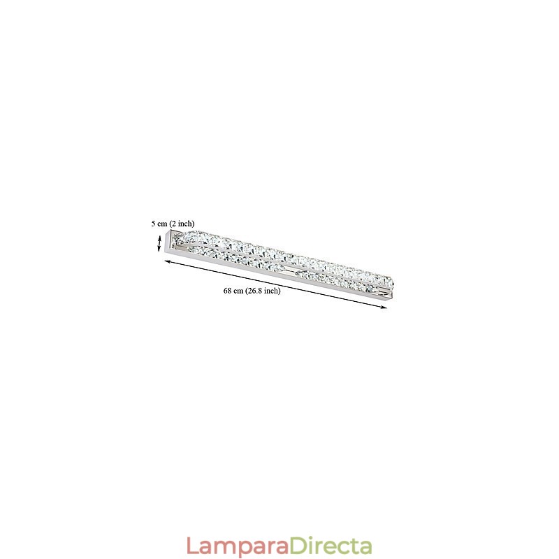 Lámpara de espejo larga de alta calidad para baño, lámpara de pared de metal y cristal.