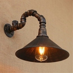 Apliques de pared con luz ambiental con acabado rústico de óxido negro estilo Lodge Country