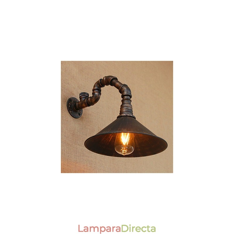 Apliques de pared con luz ambiental con acabado rústico de óxido negro estilo Lodge Country