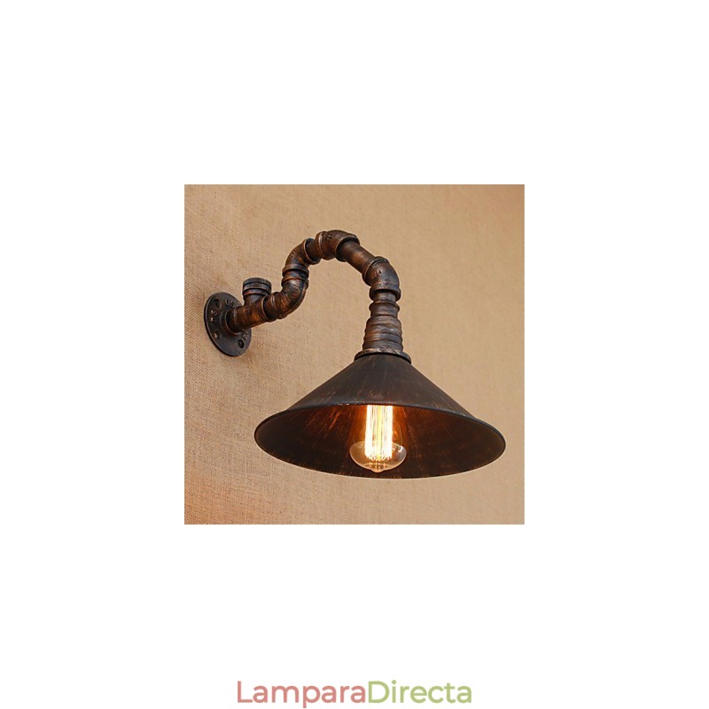 Apliques de pared con luz ambiental con acabado rústico de óxido negro estilo Lodge Country