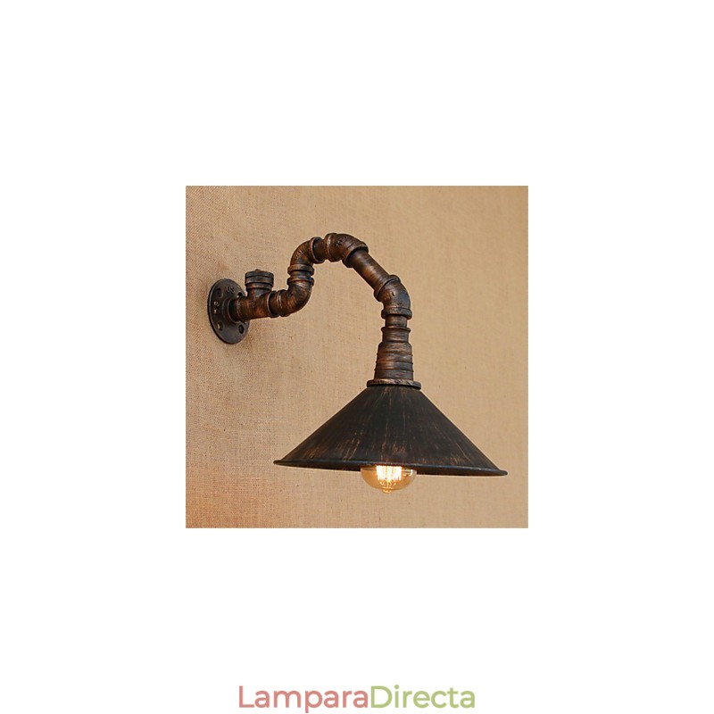 Apliques de pared con luz ambiental con acabado rústico de óxido negro estilo Lodge Country