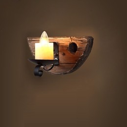 Apliques de pared con luz ambiental de estilo mini con pintura rústica de cabaña